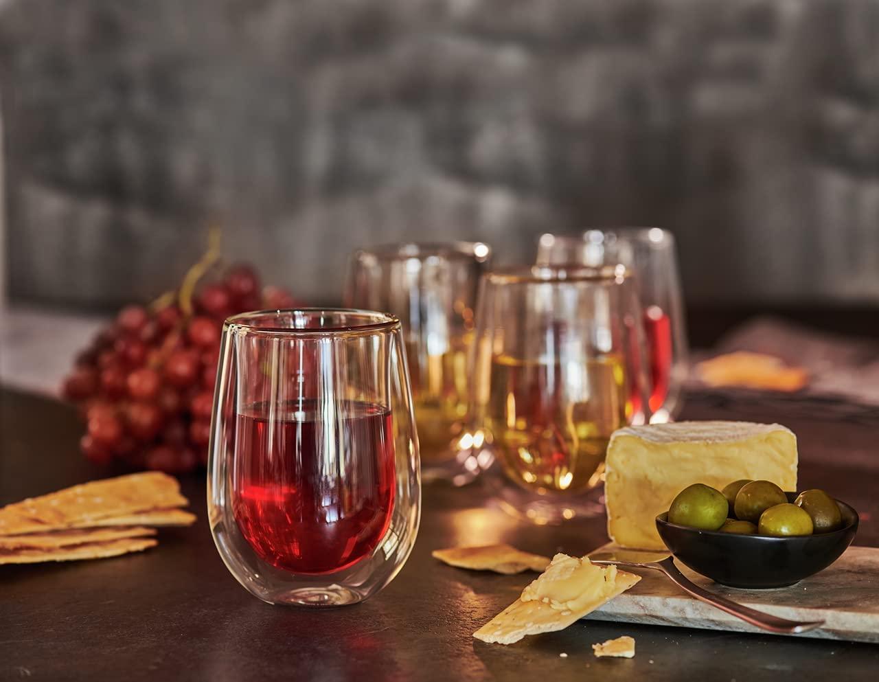 ZWILLING J.A. Henckels Double-Wall Stemless White Wine Glass Set, 10 fl. oz