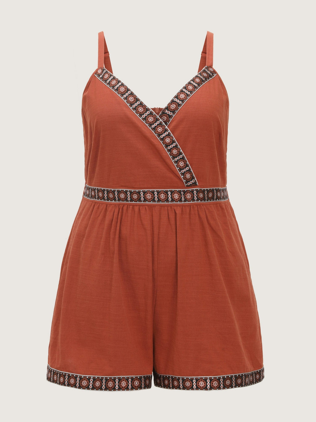 Contrast Edges Surplice Neckline Romper