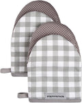 KitchenAid Gingham Mini Oven Mitt 2-Pack Set, Grey, 5.5"x8"
