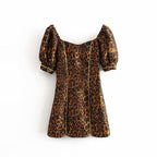 vintage leopard backless mini dress