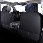 Aierxuan Chevy Silverado GMC Sierra Car Seat Covers Pickup Trail Boss Z71 Custom Fit 2007-2024 1500 2500HD 3500HD Crew Double Extended Cab Waterproof Leather Cushions (2 PCS Front, Black-Blue)