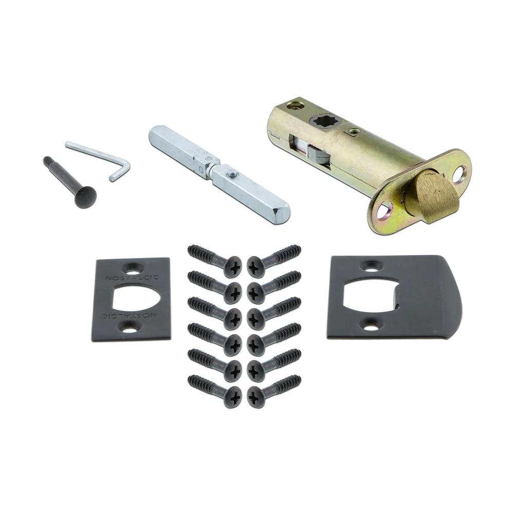 Meadows Plate 2-3/8 in. Backset Oil-Rubbed Bronze Privacy Bed/Bath Crystal Glass Door Knob