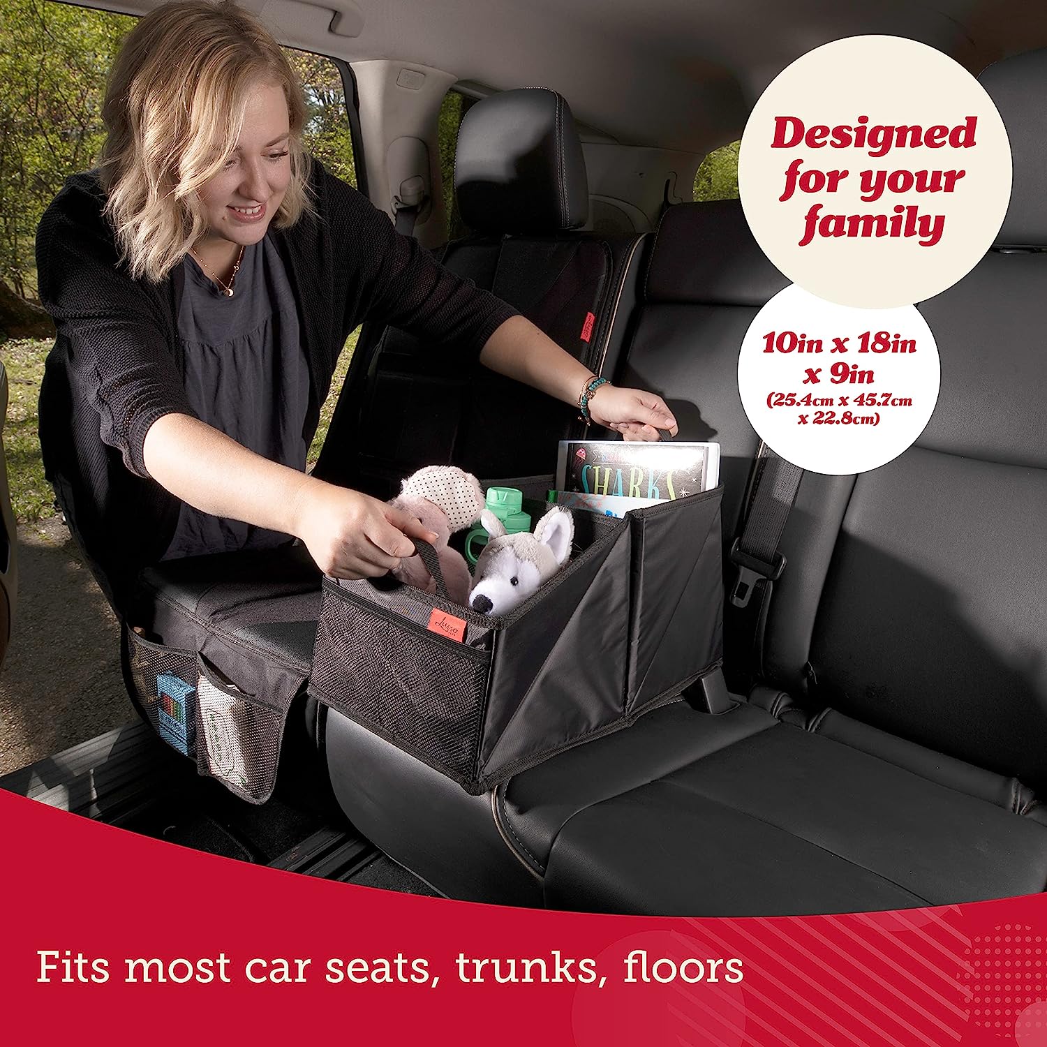 Lusso Gear Car Seat Organizer with Cup Holders for Front, Back, Passenger Seats, Truck and Van, 9 Auto Storage Compartments for Travel Organization of Trunk, Seats, Mobile Office (Brown)