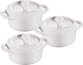 STAUB Ceramics Mini Round Cocotte Set, 3-piece, White