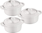 STAUB Ceramics Mini Round Cocotte Set, 3-piece, White