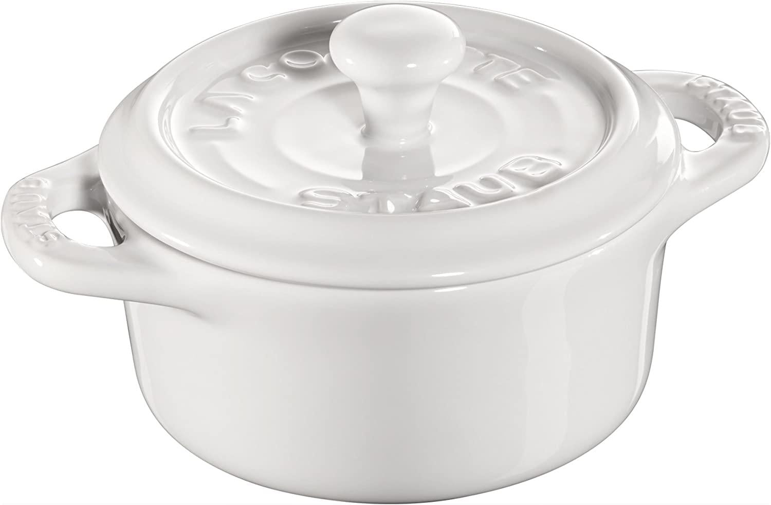 STAUB Ceramics Mini Round Cocotte Set, 3-piece, White