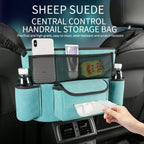 JEYODA Car Handbag Holder Between Seats Suede Large Capacity Car Purse Holder Automotive Consoles &amp; Organizers for Document Phone Storage Car Accessories Interior (1925-style 2 blue)