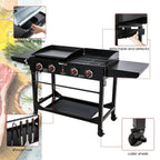 4-Burner Portable Flat Top Propane Gas Grill Griddle Combo GD402