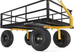 Gorilla Carts GOR1400-COM Heavy-Duty Steel Utility Cart with Removable Sides and 15" Tires, 1400-lbs. Capacity, Black