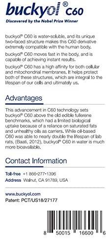 Buckyol C60 'YEX' | Free Radical Terminator | Water-Based Fullerene Super Antioxidant, Immunity Booster and Anti Aging Oral Solution | 30ml (4 Months Supply)