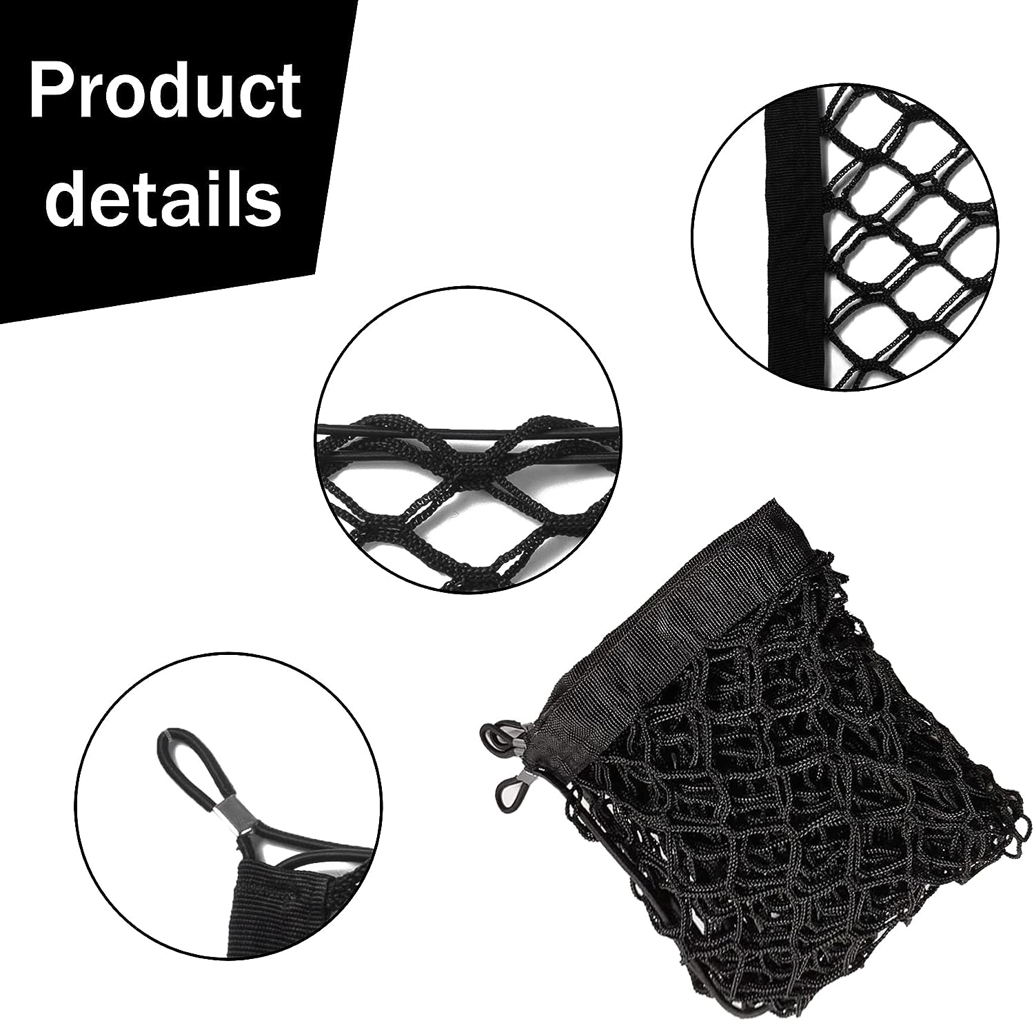 Amiss 2 Packs Cargo Net Stretchable. Adjustable Elastic Trunk Storage Net with Hook for SUVs, Cars and Trucks, Car Exterior Accessories (43.3x15.8 Inch)