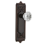 Egg and Dart Plate 2-3/8 in. Backset Timeless Bronze Privacy Bed/Bath Crystal Glass Door Knob