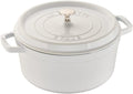 Staub Cast Iron 7-qt Round Cocotte - White, Made in France