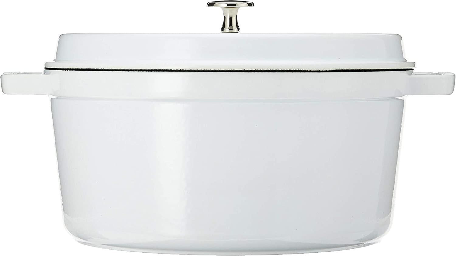 Staub Cast Iron 7-qt Round Cocotte - White, Made in France