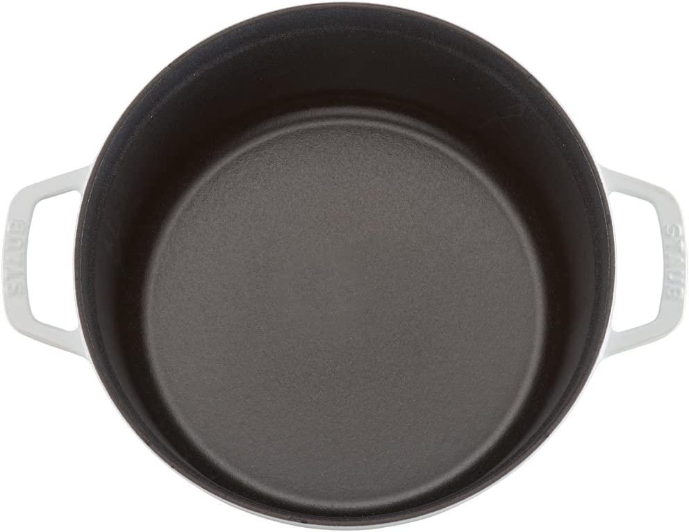 Staub Cast Iron 7-qt Round Cocotte - White, Made in France