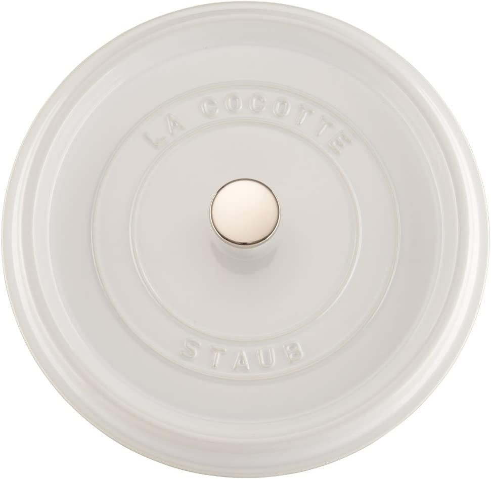 Staub Cast Iron 7-qt Round Cocotte - White, Made in France