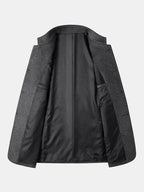 mens pure color stand collar single breasted warm woolen overcoats