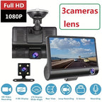 3 Lens Dash Camera, 4'' Touch IPS Screen Car Video Recorder, 1080P +720P+720P