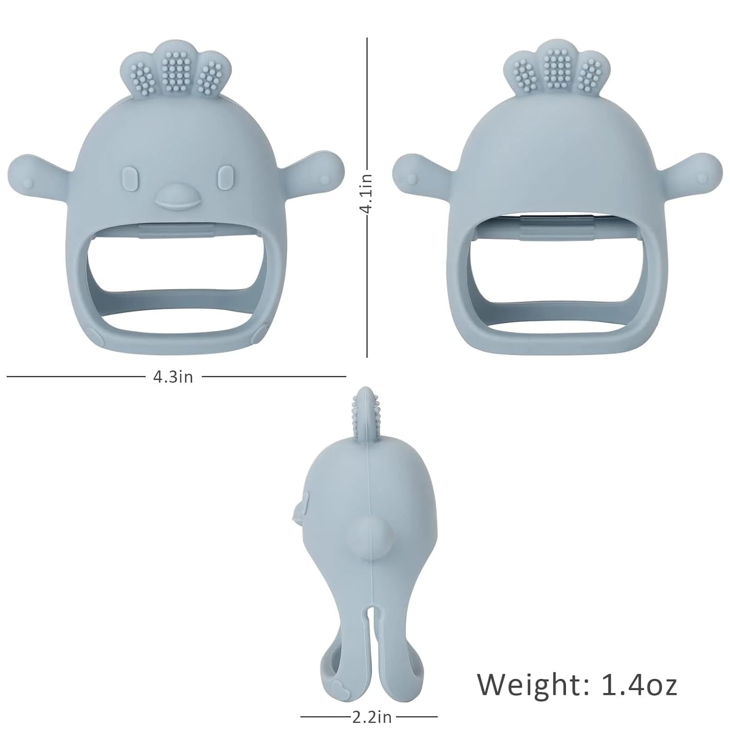 2 Pack Baby Teether Toy, BPA Free Silicone Mitten Glove Teether for Sucking Needs, Baby Teething Toys 0-3-6-12 Months, Hand Pacifier Chew Toys for Teething Pain Relief (Beige & Blue)