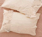 Flber Tufted Tassel Duvet Cover Lattice Boho Bedding,Full Queen, 86inx90in