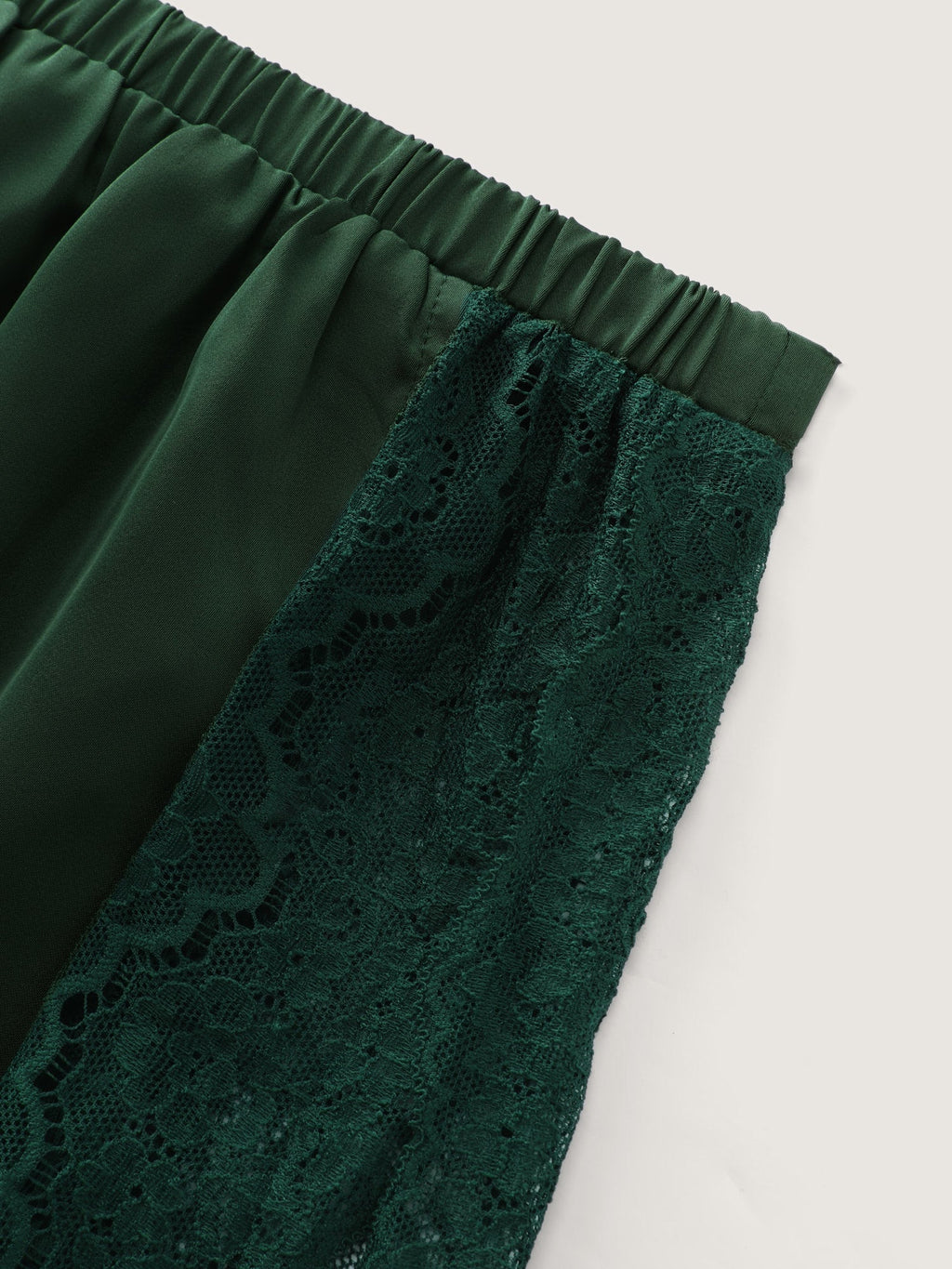 Cowl Neckline Lace Trim Two-Piece Lounge Set