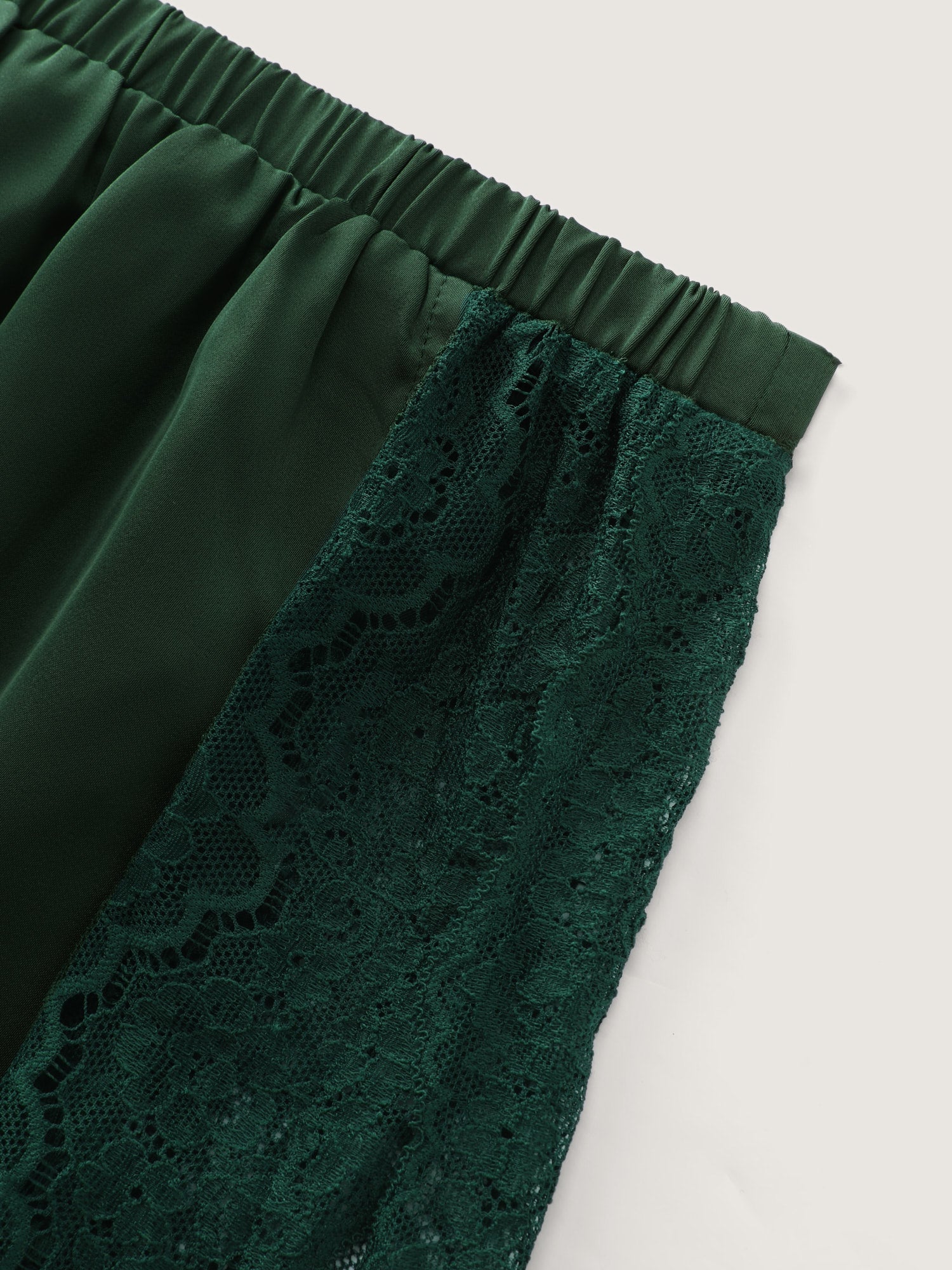 Cowl Neckline Lace Trim Two-Piece Lounge Set