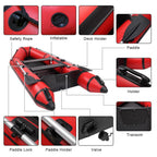 ankishi Camping Survivals 10ft PVC 330kg Water Adult Assault Boat Red Black