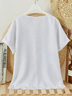 Womens Floral Print Round Neck Short Sleeve Shirt