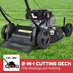 PowerSmart Gas Lawn Mower, 21-inch & 170CC, Gas Powered Push Lawn Mower with 4-Stroke Engine, 2-in-1 Mulching Lawn Mower, 5 Adjustable Cutting Heights (1.18''-3.00'' )