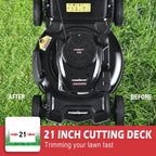 PowerSmart Gas Lawn Mower, 21-inch & 170CC, Gas Powered Push Lawn Mower with 4-Stroke Engine, 2-in-1 Mulching Lawn Mower, 5 Adjustable Cutting Heights (1.18''-3.00'' )