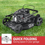 PowerSmart Gas Lawn Mower, 21-inch & 170CC, Gas Powered Push Lawn Mower with 4-Stroke Engine, 2-in-1 Mulching Lawn Mower, 5 Adjustable Cutting Heights (1.18''-3.00'' )