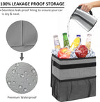 Vankor Cute Leak Proof Trash Can, Trash Bag Bin, Hanging Waterproof Automotive Garbage Cans For Vehicles, Car, Grey