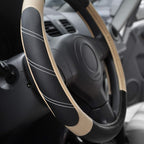 Elantrip Steering Wheel Cover Leather 15 1/2 to 16 inch Universal Large Soft Grip Breathable for Car Truck SUV Jeep Anti Slip Beige