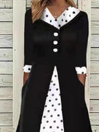 Fashion Stitching Polka Dot Swing Dress