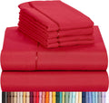 LuxClub 6 PC Queen Sheet Set Bamboo Sheets Deep Pockets 18" Eco Friendly Wrinkle Free Cooling Sheets Machine Washable Hotel Bedding Silky Soft - Red Queen