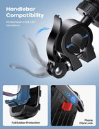 Bike Phone Holder, Motorcycle Phone Mount - Lamicall Motorcycle Handlebar Cell Phone Clamp, Scooter Phone Clip for iPhone 14 Plus/Pro Max, 13 Pro Max, S9, S10 and More 4.7" - 6.8" Smartphones