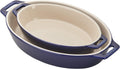 STAUB Ceramics Oval Baking Dish Set, 2-piece, Dark Blue