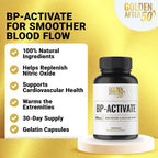 Golden After 50 BP-Activate - Cardiovascular Health Support Supplement - 6 Bottles - Blood Circulation and Nitric Oxide Supplement with Essential Amino Acids - 800mg L Arginine, AAKG, L Citrulline