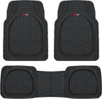 Motor Trend FlexTough Floor Mats for Cars, Black Deep Dish All-Weather Car Mats, Waterproof Trim-To Fit Automotive Floor Mats for Cars Trucks SUV, Universal Floor Liner Car Accessories