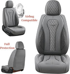 Coverado Leather Seat Covers Full Set, 5 Seats Universal Seat Covers for Cars, Waterproof Luxury Leatherette Seat Cushions, Front and Rear Seat Protectors, Auto Seat Covers Fit for Most Vehicles Gray