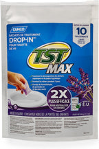 Camco TST MAX RV Toilet Treatment Drop-INs | Control Unwanted Odors and Break Down Waste and Tissue | Septic Tank Safe | Lavender Scent | 10-pack (41556)