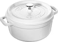 Staub Cast Iron 4-qt Round Cocotte - White, Made in France