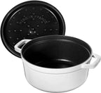 Staub Cast Iron 4-qt Round Cocotte - White, Made in France