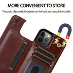 For  15/ 14/ 13/ 12/ 11 Pro Max/ Mini/ XR/ XS Max/ SE 2022/2020/ 7/ 8 Plus Wallet Case With Card Holder, PU Faux Leather Kickstand Card Slots Case, Double Magnetic Clasp And Durable Shockproof Cover