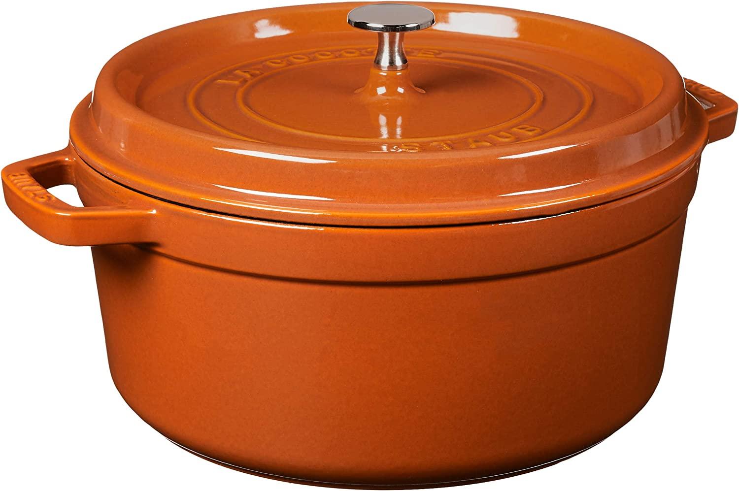 Staub Cast Iron 5.5-qt Round Cocotte - Burnt Orange, Made in France