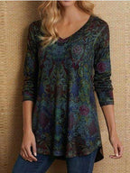 Womens Long Sleeve V-Neck T - Shirt