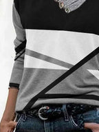 Fashion Color Matching Pile Collar Long-sleeved Casual T-shirt
