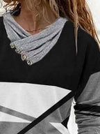 Fashion Color Matching Pile Collar Long-sleeved Casual T-shirt