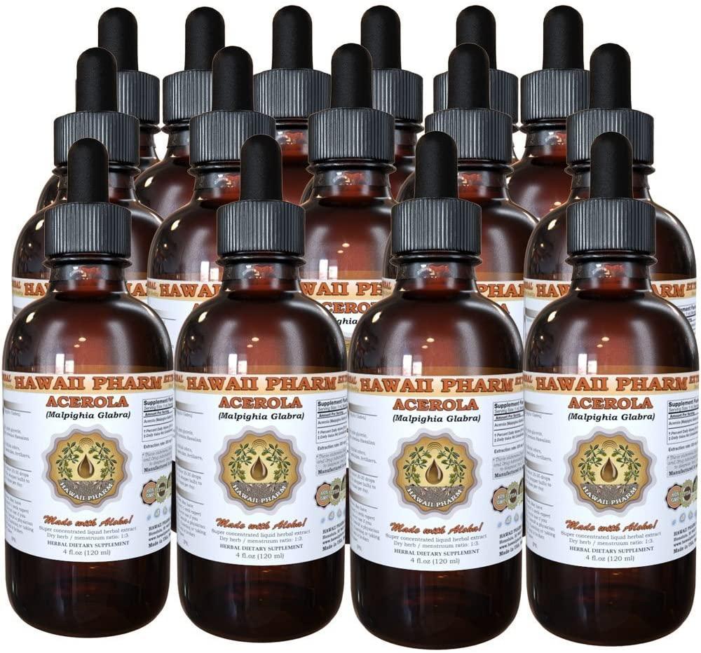 Acerola Liquid Extract, Organic Acerola (Malpighia Glabra) Dried Berry Powder Tincture Herbal Supplement 15x4 oz