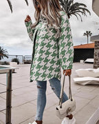 houndstooth plaid cotton-blend coat
